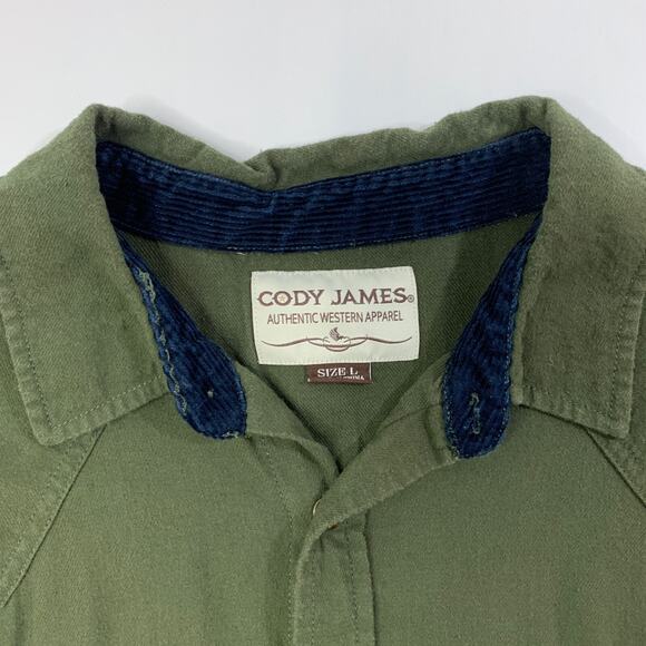 Cody James Shirt Mens L Large Hunter Green Snap Buttons Western Flannel Western - Picture 5 of 11